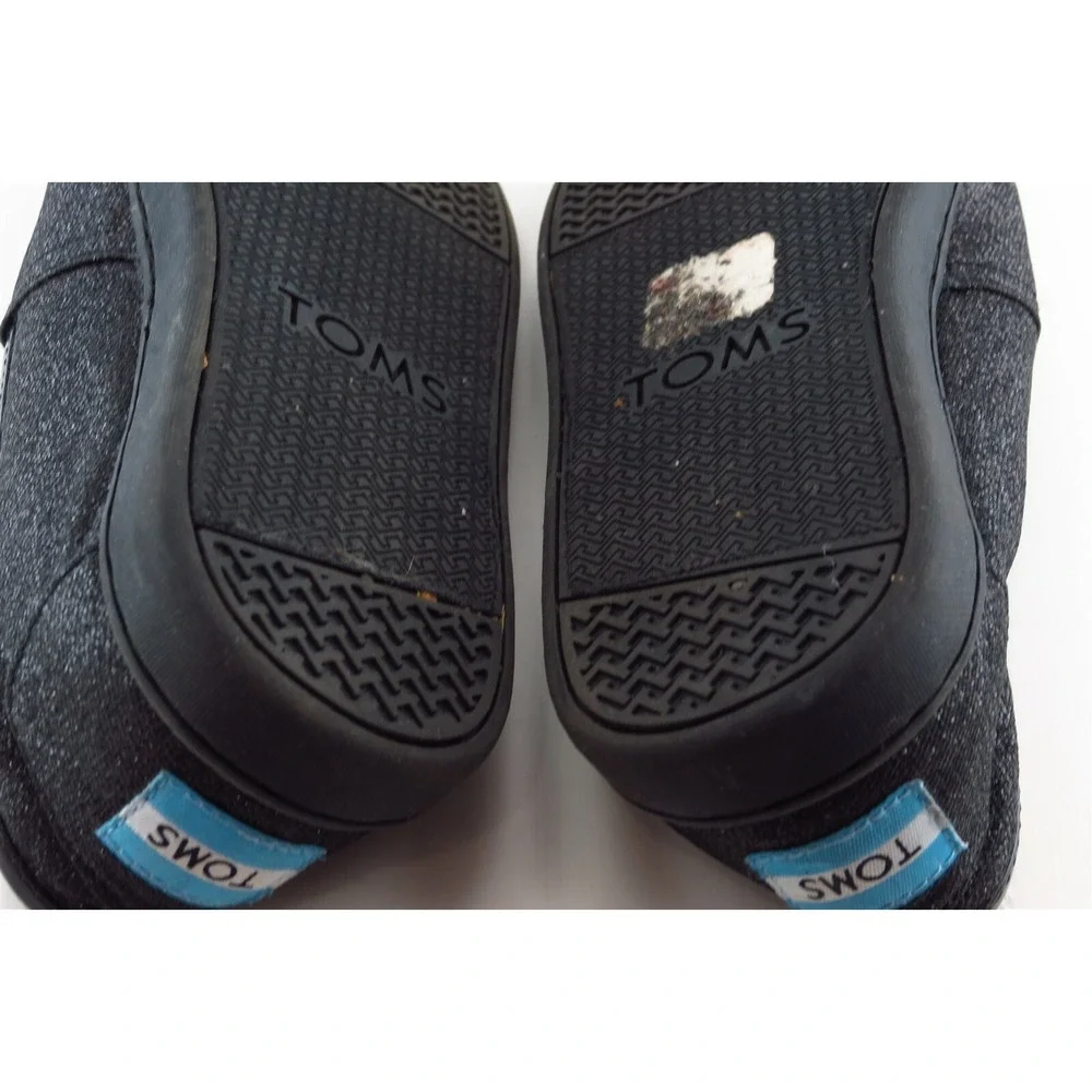 Toms Girls Casual Shoes Size 4.5 Black Fabric Slip On Lightweight‎ Comfort